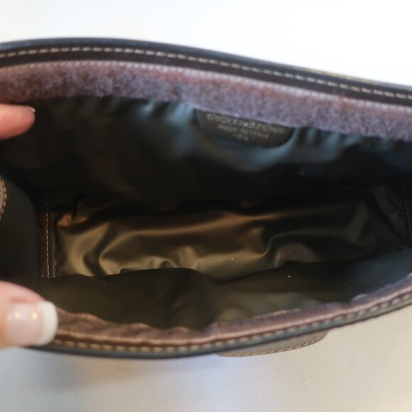Authentic Gucci Parfums Guccissima Taupe Brown Green Red Web Zip Clutch Handbag - Picture 12 of 16
